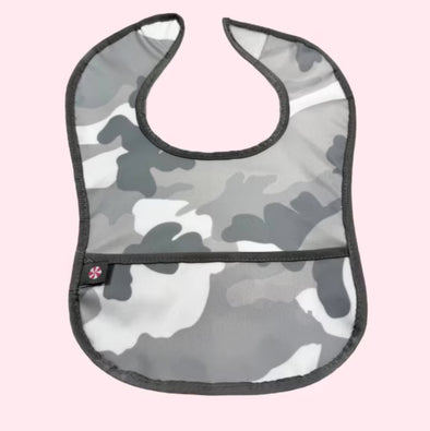 Grey Camo Wipeable Bib