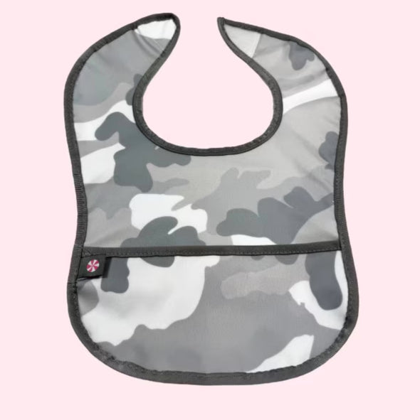 Grey Camo Wipeable Bib