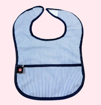 Navy Preppy Stripes Wipeable Bib