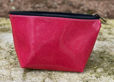 Pink Sparkle Oilcloth Large Cosmetic Bag