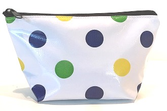 Blue Green Dot Oilcloth Large Cosmetic Bag – - Main Image