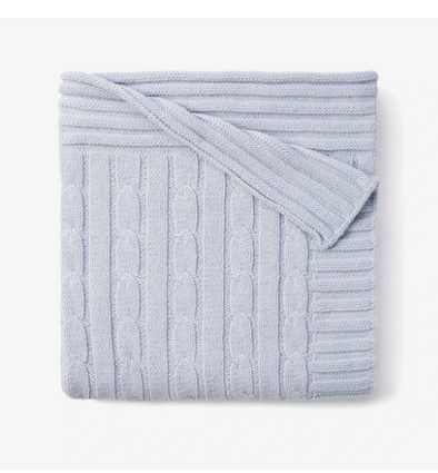 Pastel Blue Cable Knit Blanket