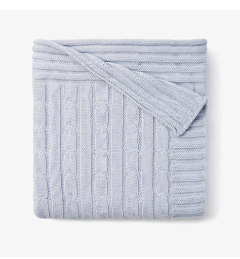Pastel Blue Cable Knit Blanket