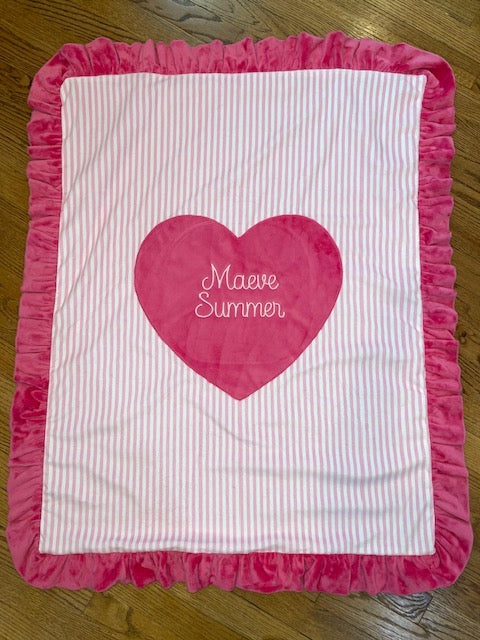 Chenille Heart Stripe Blanket