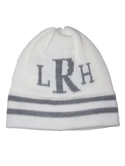 Classic Monogram & Stripes Personalized Knit Hat  Classic stripe, Accent  colors for gray, Monogram hats