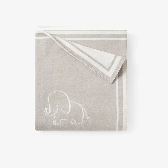 Elephant Jacquard Print Cotton Knit Blanket