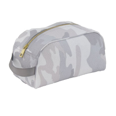 Grey Camo Seersucker Toiletry/Cosmetic Bag