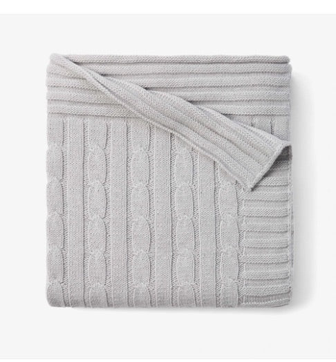 Gray Cable Knit Blanket