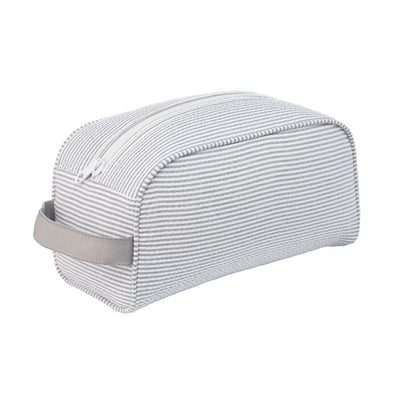 Grey Seersucker Toiletry/Cosmetic Bag