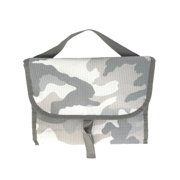 Gray Camo Seersucker Hanging Toiletry Bag