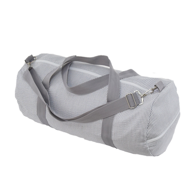 Grey Seersucker Weekender Duffel