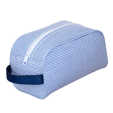 Navy Seersucker Toiletry/Cosmetic Bag
