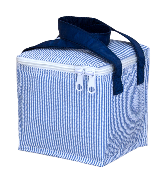 Navy Seersucker Lunch Tote