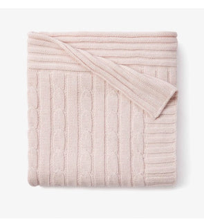 Pastel Pink Cable Knit Blanket